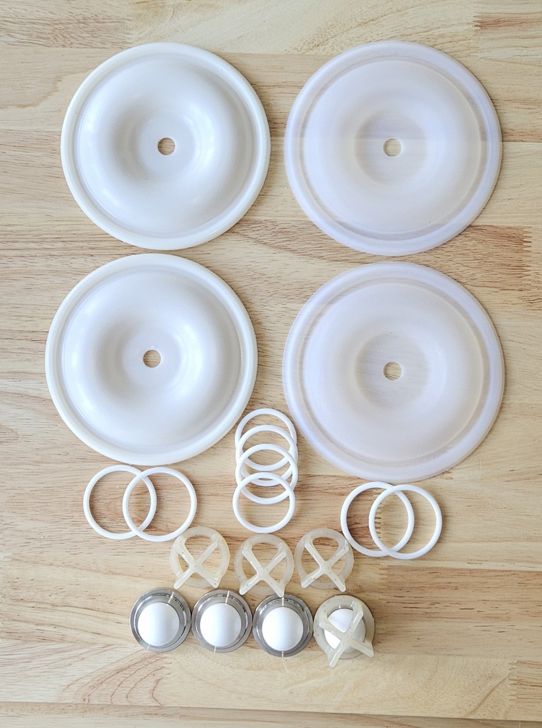 P90 Ersatzteilset - Fluimac | Hytrel+PTFE Membran | PTFE Bälle | S/S Kugelsitze | PTFE o-ring 