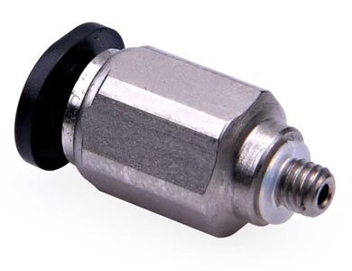 Straight Push-in fitting - Airtac | Tube - 6mm | 1/8" Male G Thread | Brass Plated | Grey | Mini Type
