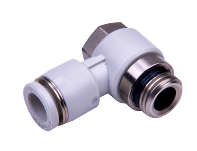Banjo Push-in fitting - Airtac | Tube - 8mm | 3/8" Male G Thread | Plastic | Grey  