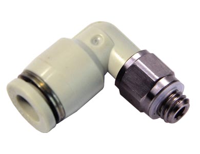 Winkel-Steckverschraubung - Airtac | Schlauch - 4mm | 1/8" G Gewinde männlich | Kunststoff | Grau | Mini Typ