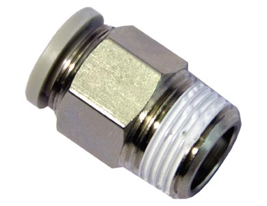 Straight Push-in fitting - Airtac | Tube - 8mm | 1/8" Male Thread | Brass Plated | Grey