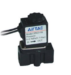 Magnetventil - Airtac | 2/2 Wege| NC | 1/8" Gewinde | mit Spule | 24VDC | Kunststoffkörper | Viton-Dichtungen