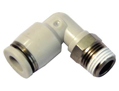 Winkel-Steckverschraubung - Airtac | Schlauch - 4mm | 1/4" Gewinde männlich | Kunststoff | Grau