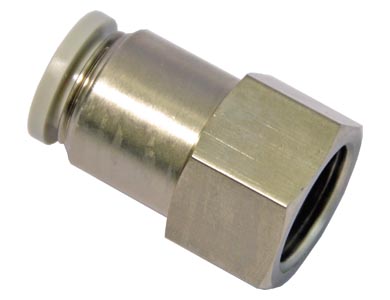 Straight Push-in fitting - Airtac | Tube - 8mm | 1/4" Female Thread | Brass Plated | Grey