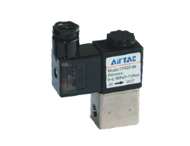 [2V02506BG] Magnetventil - Airtac | 2/2 Wege | NC | 1/8" Gewinde | mit Spule | 24VDC | Vermessingt | Viton-Dichtungen
