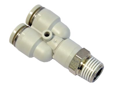 [PYB802] "Y" Steckverschraubung - Airtac | Schlauch - 8mm | 1/4" Gewinde männlich | Kunststoff | Grau