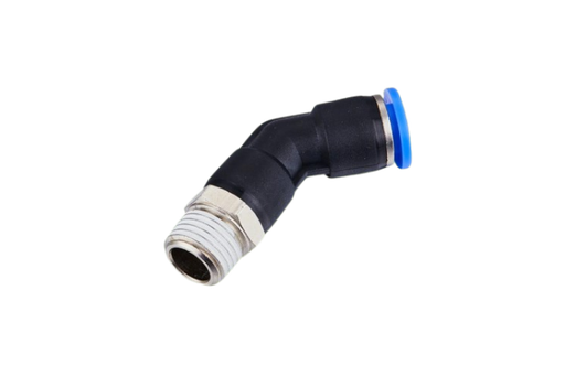 [VPL8-02(135 deg)] 45 Grad Winkel-Steckverschraubung - VPC | Schlauch - 8mm | 1/4" Gewinde männlich | Kunststoff | Schwarz