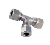 [3210TR8] "T" Compression Fitting - Tierre | Tube OD 8mm | Nickle Plated Brass